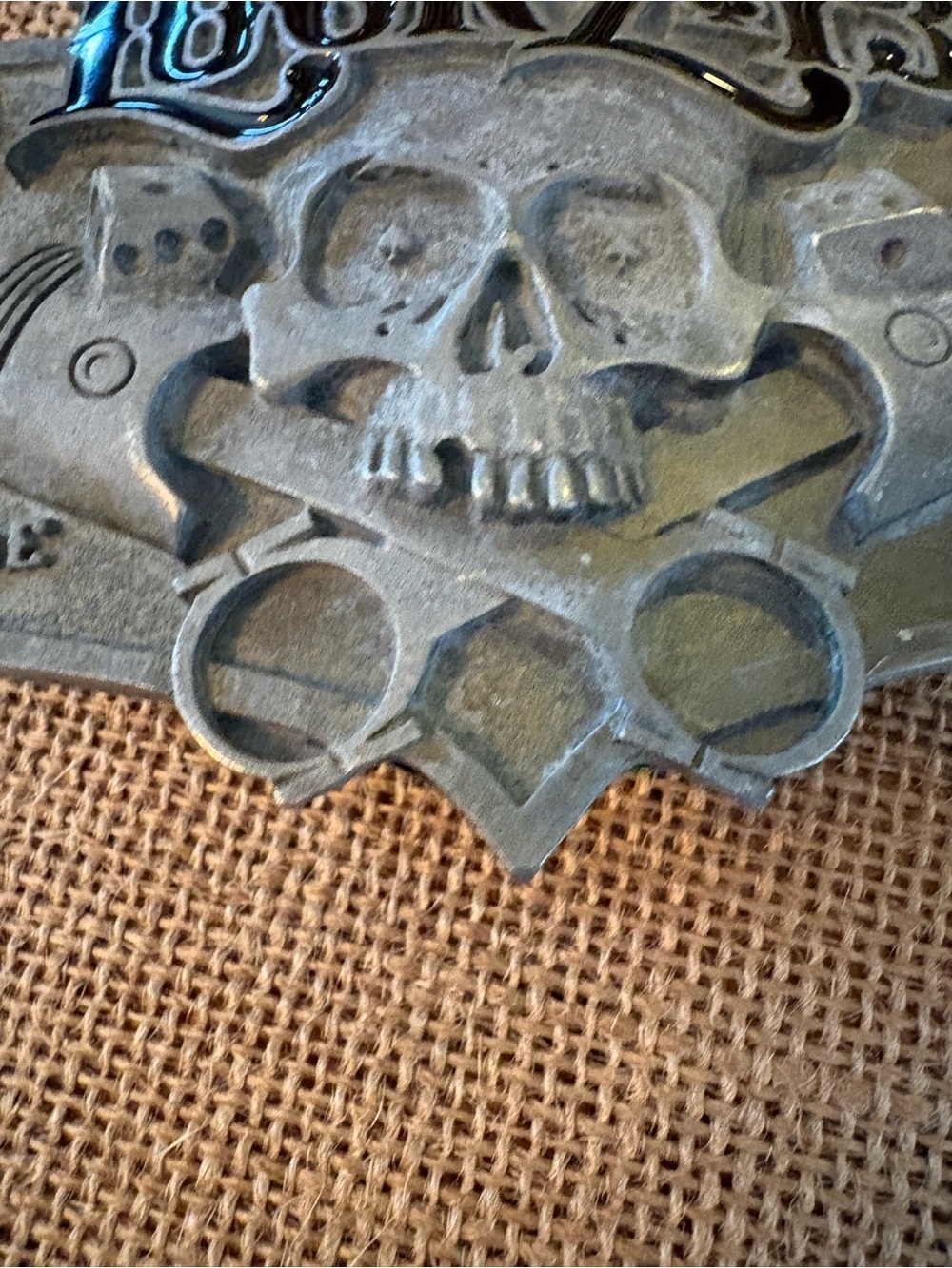 Lucky 13 Skull Crossbones Metal Belt Buckle Silver/Black Goth Skeleton Theme - Picture 5 of 15